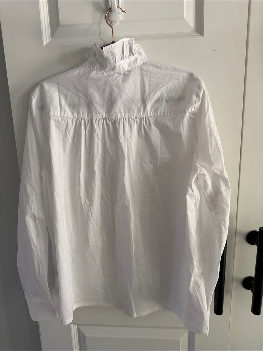 White Ruffle-Front cotton blouse - Picture 6 of 7